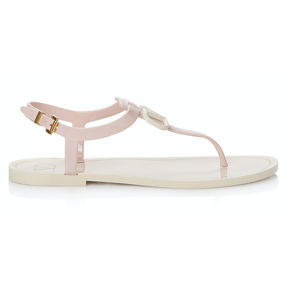 Valentino Rockstud Pink V Logo PVC Thong Rubber Jelly Ankle Strap Flat Sandal 41 - Picture 3 of 11